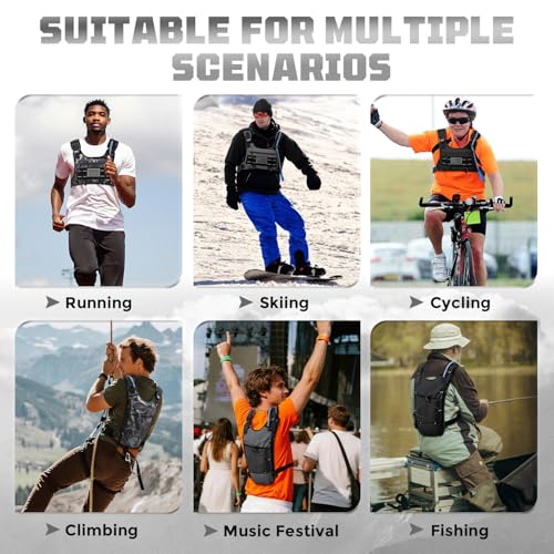 Running Hydration Vest with 2L Water Bladder， Lightweight Adjustable Hydration EDC Chest Pack for Men and Women, Water Backpack for Hiking, Cycling - color: Camo