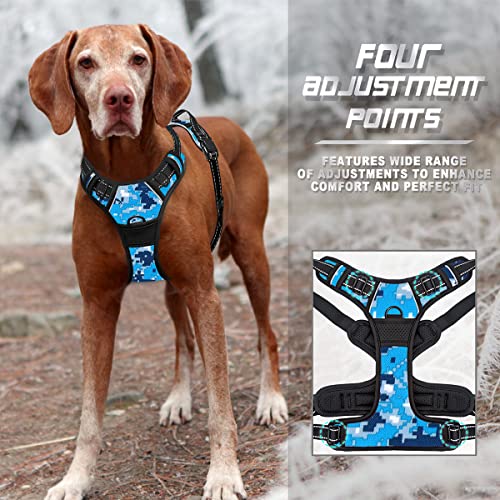 BARKBAY Dog Harness No Pull for Small Sized Dog Front Back Clips,Dog Vest - color: Blue Camo, size: Small(Chest:19.5-26")