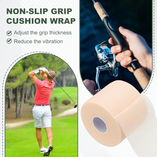Pre Wrap Tape, Non-Slip Grip Cushion Wrap Prewrap Athletic Tape- Fitting for (Tennis- Badminton - Pickleball - Sports) - color: Beige