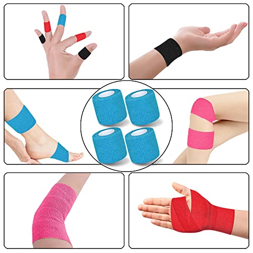 8 Pack 2 in x 5 Yards Cohesive Wrap Self Adhesive Bandage Wrap Elastic Self Adherent Bandage Self Stick Vet Tape for Athletic, Wrist, Ankle, Knees, Pets (Blue) - color: Blue, size: 2 Inch