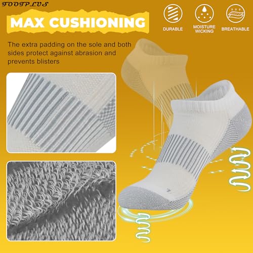 FOOTPLUS Copper Compression Socks,Unisex Cushioned Sole Arch Support Athletic Ankle/Crew Running Hiking Socks - color: 01# 6 Pairs-3 White Ankle&3 Black Ankle, size: XX-Large