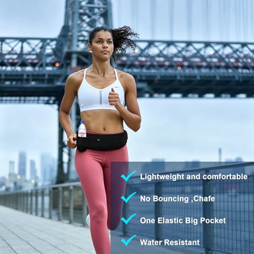 Running Hydration Belt with Water Bottle Holder, Phone Storage, Black - color: Jet Black