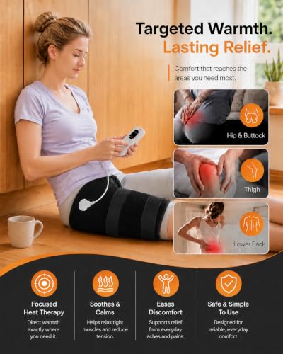 Hip Heating Pad for Hip Brace Sciatica Pain Relief, 16 x 14 in - color: Black