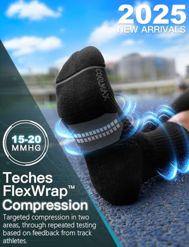 Juclise Men's Compression Running Crew Socks, 3 Pairs - color: Classic Black + Glacier White + Cobalt Blue, size: Medium