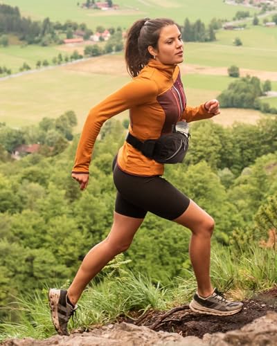 WATERFLY Water Bottle Fanny Pack, Hiking Hydration Belt for Women Men - color: Black