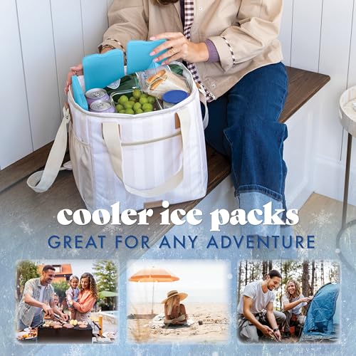 Cool Coolers by Fit & Fresh 4 Pack XL Slim Ice Packs, Quick Freeze Space Saving Reusable Ice Packs for Lunch Boxes or Coolers - color: Blue (4 Pack)