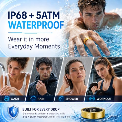Smart Ring Fitness Tracker for Men & Women with Sleep, Heart Rate & SpO2 - color: Gold, size: 8