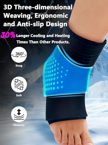 Ankle Ice Pack Wrap,Flexible Cold Therapy for Foot Pain Relief - color: Black, size: Medium