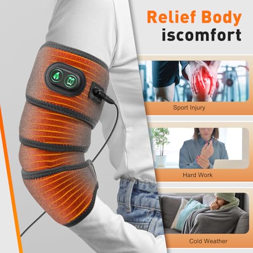 Elbow Heating Pad, Flexible Electric Heating Pads for Arm, Knee, Leg, Heated Pad with 4 Heat Settings and 3 Timer Modes, Wrap Around Heating Pad with 78" Long Charge Cord