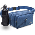 Fanny Pack for Men&Women with Shrinkable Bottle Cages,Waist Pack Bag Hip Bum Bag with Adjustable Strap for Outdoors Workout Traveling Casual Running Hiking Cycling Fishing (Navy-Blue-1)