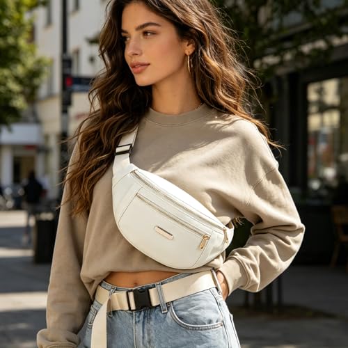 Fanny Pack Crossbody Bags for Women, Cross Body Purse Waist Pack for Running Sports Travel - color: C Beige