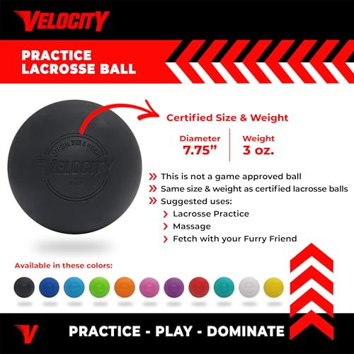 Velocity Lacrosse Balls - 1, 2, 3, 6, 12, 18, 24, 36, 60 and 120 Packs - for Practice, Official NFHS and College Approved Size - color: Black, size: 3 Balls, style: Practice Ball