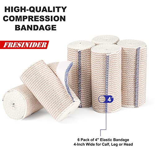 FRESINIDER Premium Elastic Bandage Wrap 4 Inch, 6 Pack, Hook and Loop - color: 6 Pack X 4 Inches