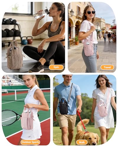 Marscamd Crossbody Water Bottle Holder Bag with RFID for 32 oz - color: Pink