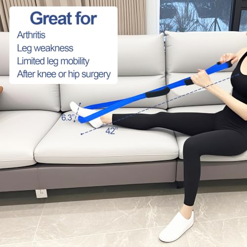 Leg Lifter for After Hip Replacement & Knee Surgery Recovery - Rigid Leg Lifter with Large Foot Loop, Elderly Mobility Aid, Post-Surgery Assist Device, After Surgery Must Haves. (Blue) - color: Blue