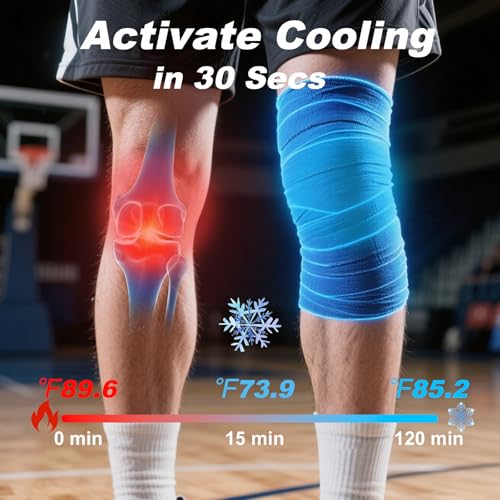 4 Packs Ice Tape, Instant Cooling and Compression Tape for Athletes, No Refrigeration Needed, Self-Stick Bandage Wrap for Knee, Ankle, Wrist Pain & Swelling Relief (Beige) - color: Beige-4pack