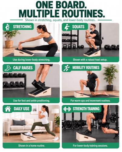 Wooden Slant Board for Calf Stretching, Calf Stretch Board, 500 lb Capacity