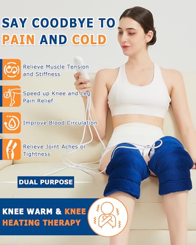 Knee Heating Pad for Arthritic, 2PCS Super Soft Electric Heat Pad for Leg, 20s Fast Heating Knees Warmers with 10-90min Auto-Off Timer, 86-158℉ Heat Level (No Battery, No Vibration)