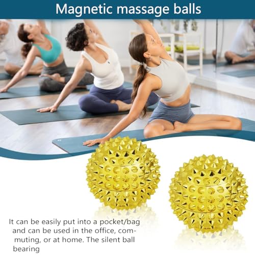 2Pack Hand Massage Ball, Golden Massage Ball, Magnetic Hand acupoint Portable Manual Massage Ball Hand Acupoints Balls,