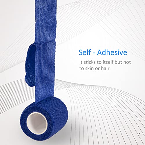 12Pcs Self Adhesive Bandage Wrap 2inch x 5 Yards Elastic Bandage Wrap Blue - color: Blue, size: 12Pcs