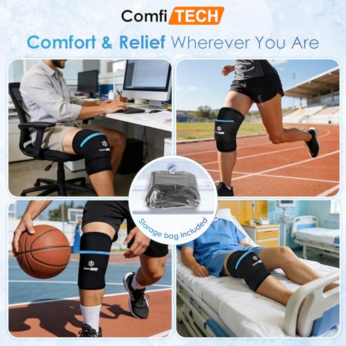ComfiTECH Dual-Gel Knee Ice Sleeve, 30-Min Cooling Wrap for Thigh, XL - size: Extra Large