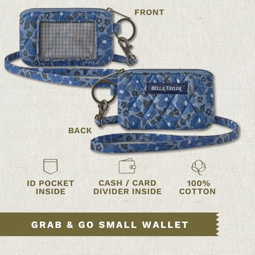 Bella Taylor ID Lanyard, Quilted ID Holder, Navy Floral - color: Navy Floral