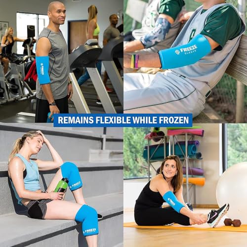 FreezeSleeve Ice & Heat Therapy Sleeve- Reusable, Flexible Gel Hot/Cold Pack, 360 Coverage for Knee, Elbow, Ankle, Wrist- Turquoise, X-Large - color: Turquoise, size: X-Large
