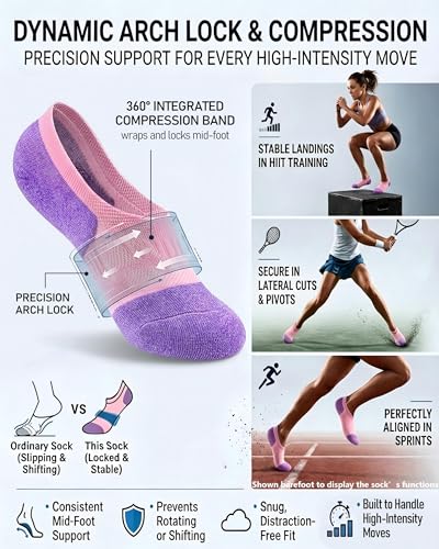 Gonii Compression No Show Athletic Womens Socks Running Cushioned 5-6 Pairs - color: 5 Pairs Mood Boosting Colors, size: 10-12