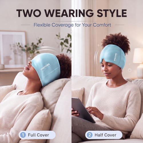 ONLYCARE Migraine Relief Cap, Headache Relief Cold Cap with Odorless Gel - color: Light Blue