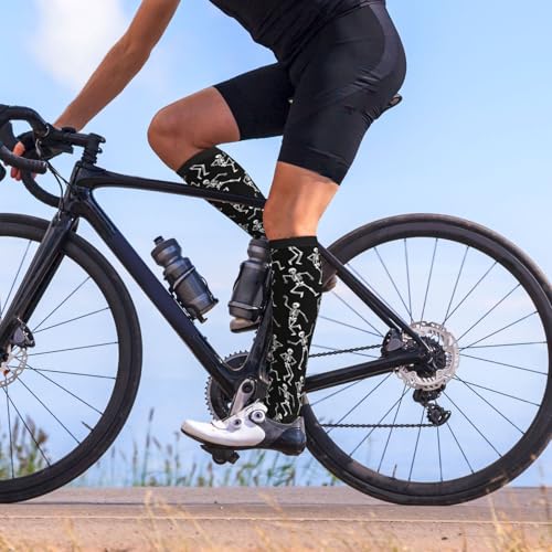 Compression Socks, Unisex 15-20 mmHg Knee High Support Socks - color: Dancing Skeleton