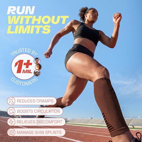 Calf Compression Sleeves for Men & Women - Sports, Running, Shin Splints - color: Deep Cocoa