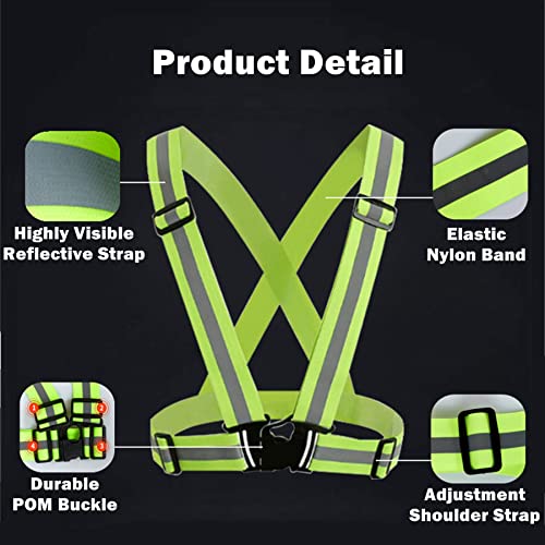 Reflective Vest, High Visibility Safety Vest Straps Reflective Gear for Night Running Walking Cycling for Men Women Kids - color: Green
