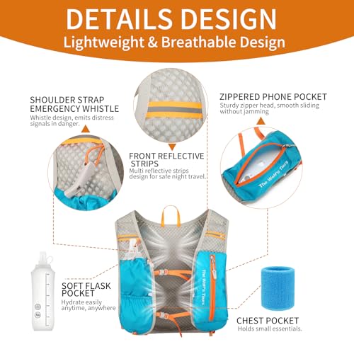 IEJ Running Hydration Vest with 500ml Soft Flask for Marathon - color: Blue