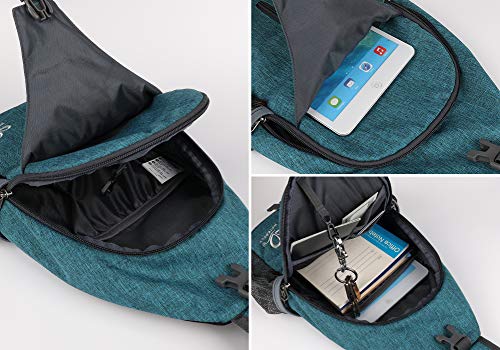 WATERFLY Crossbody Sling Backpack Sling Bag Travel Hiking Chest Bags Daypack (Teal blue) - color: B-teal Blue