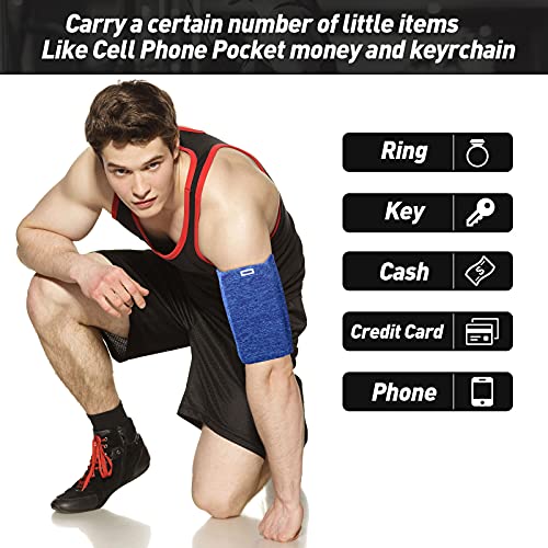 3 Pcs Running Phone Armband for Men Women, Black, Gray, White-Blue, L
