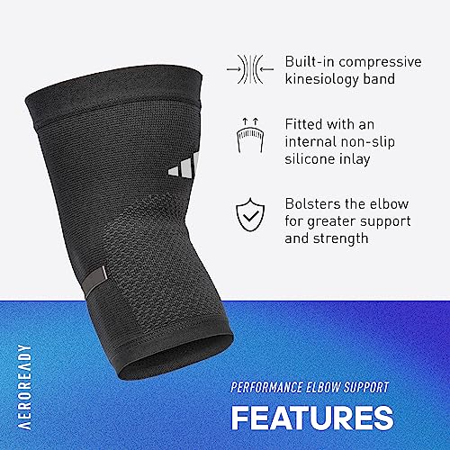 adidas Performance Climacool Elbow Support Sleeve - Elbow Support for Training, Competitions, and General Fitness - Ergonomic Design, Silicone Grip, Breathable Seamless Design - Black, Medium - size: Medium, style: adidas Performance Climacool Elbow Suppo