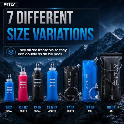 FITLY Soft Flask Running Water Bottle - Collapsible Hydration Flask - color: Petrol Blue, size: 10 Ounces