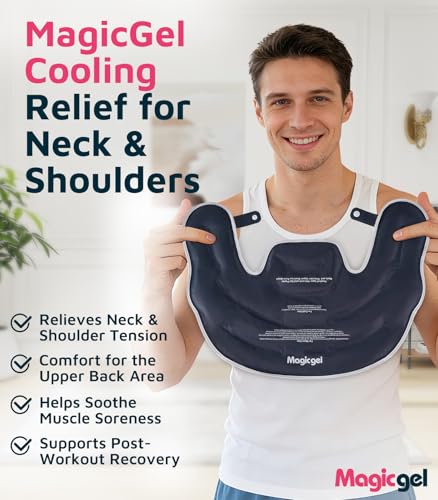 Magic Gel Ice Pack for Neck and Shoulders, Reusable Cervical Ice Pack Wrap for Neck Pain Relief, Flexible Gel Cold Pack for Shoulder Surgery Recovery, Rotator Cuff Injuries, Physical Therapy - Large - style: Large