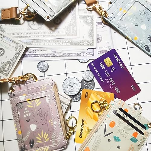 bolimoss 2-in-1 ID Badge Holder with Lanyard Wallet,Vertical ID Badge Card Holder with 1 Clear ID Window, 4 Credit Card Slots, 1 Side Zipper Pouch, Detachable Wristlet & Neck Lanyard (Green) - color: Green