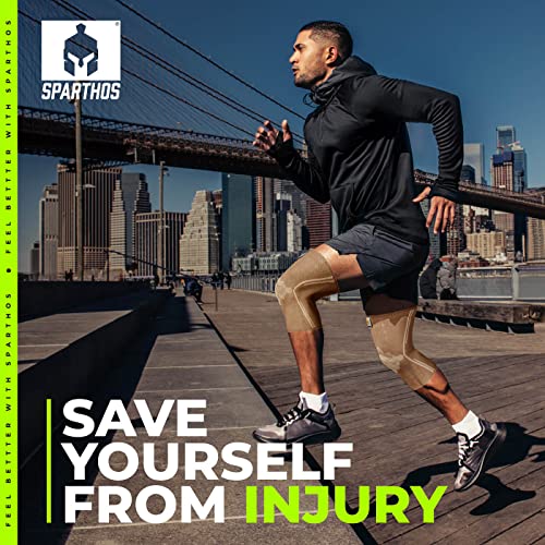 Sparthos Knee Brace for Men, Knee Compression Sleeve for Women - Beige-M - color: Desert Beige