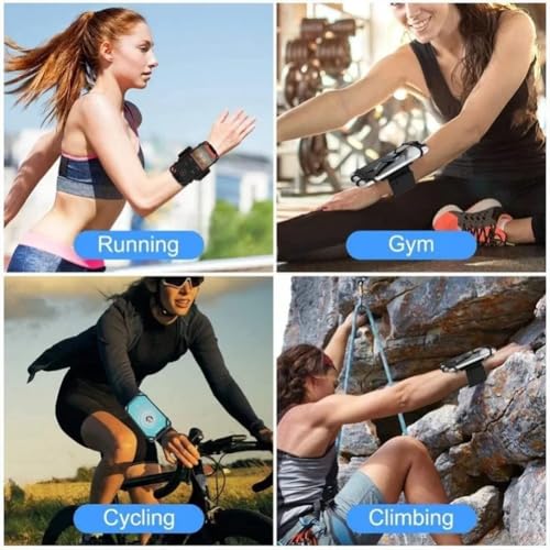 360° Rotation Adjustable Sports Armband Phone Holder, Detachable Silicone Mount for Cycling & Outdoor Activities (Black) - color: black