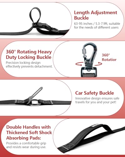 Hands Free Dog Leash, Multifunctional Crossbody Dog Leash - color: Black, size: Medium-5.3-7.9ft