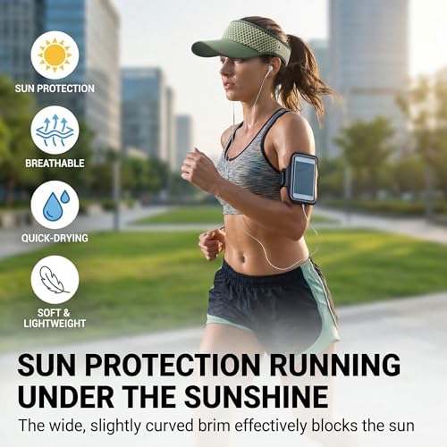 LONGLONG Sports Sun Visor Hat with Non-Slip Toggle Breathable for Women Men - color: Army Green