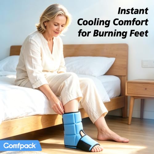 Comfpack Ankle Foot Ice Pack Wrap for Sprained Ankle/Surgery Recovery, 30% More Gel Cold Compression Therapy with Sectional Design for Plantar Fasciitis, Swelling, Achilles Tendonitis, FSA Eligible - size: One Size Fits Most