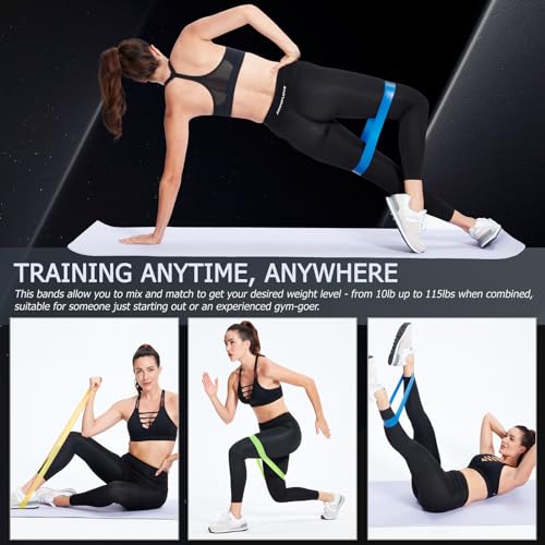 Lianjindun Loop Resistance Exercise Bands Set for Home Gym, Set of 5 - color: Colour Set