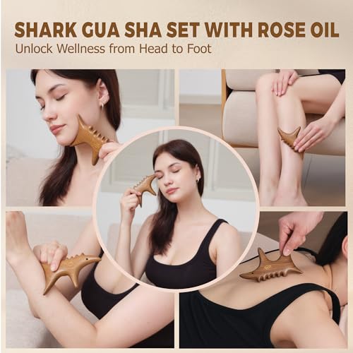Wooden Gua Sha Tool with Rose Essential Oil, Trigger Point & Acupressure Massage Tool for Deep Tissue Muscle Relaxation, Compact Muscle Scraper Tool, Wellness Self-Care Gift Set - size: Medium