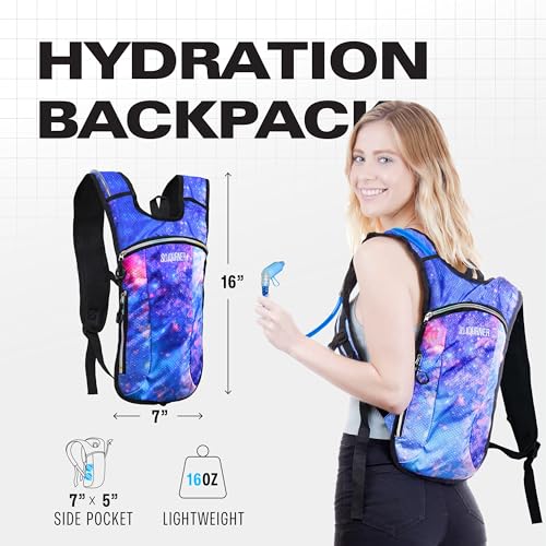 Sojourner Rave Hydration Pack - Hydration Backpack - Hydropack with 2L Bladder - Water Backpack for Festivals, Hiking, Running, Biking and More - color: Galaxy