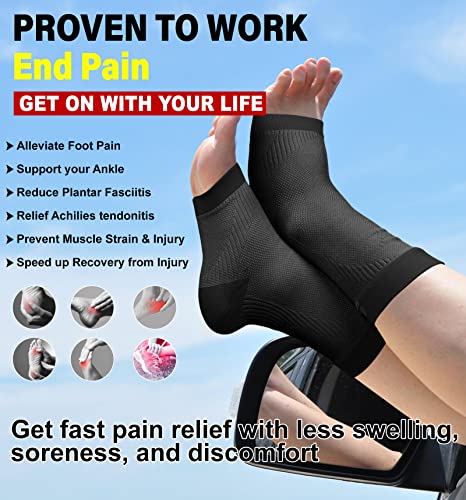 KEKING Ankle Brace Compression Sleeve – Plantar Fasciitis & Achilles - color: Black, size: X-Large
