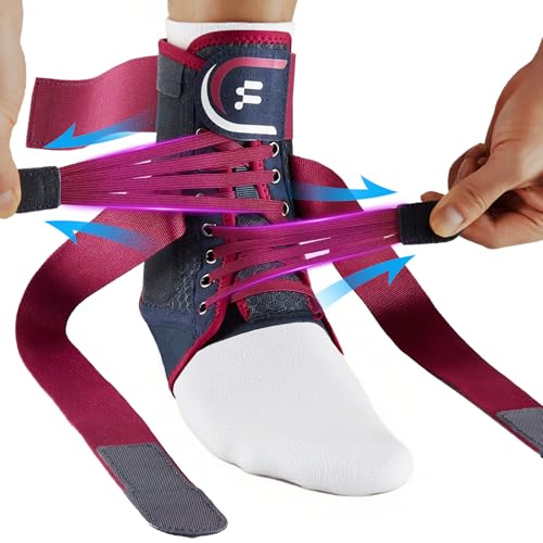 Ankle Brace for Men Women with Removable Side Splints Figure 8 Strap - color: Rose, size: M