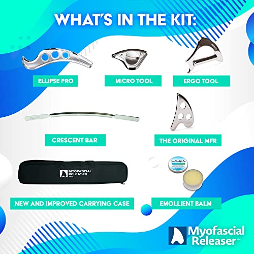 Myofascial Releaser IASTM Muscle Scraper Set, 5 Gua Sha Tools, Ease Tension